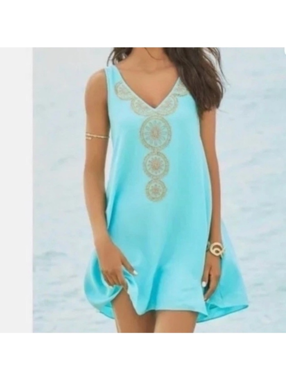 Lilly Pulitzer Turquoise Blue Gabby Shift Summer Dress Women's XS
Embroidered